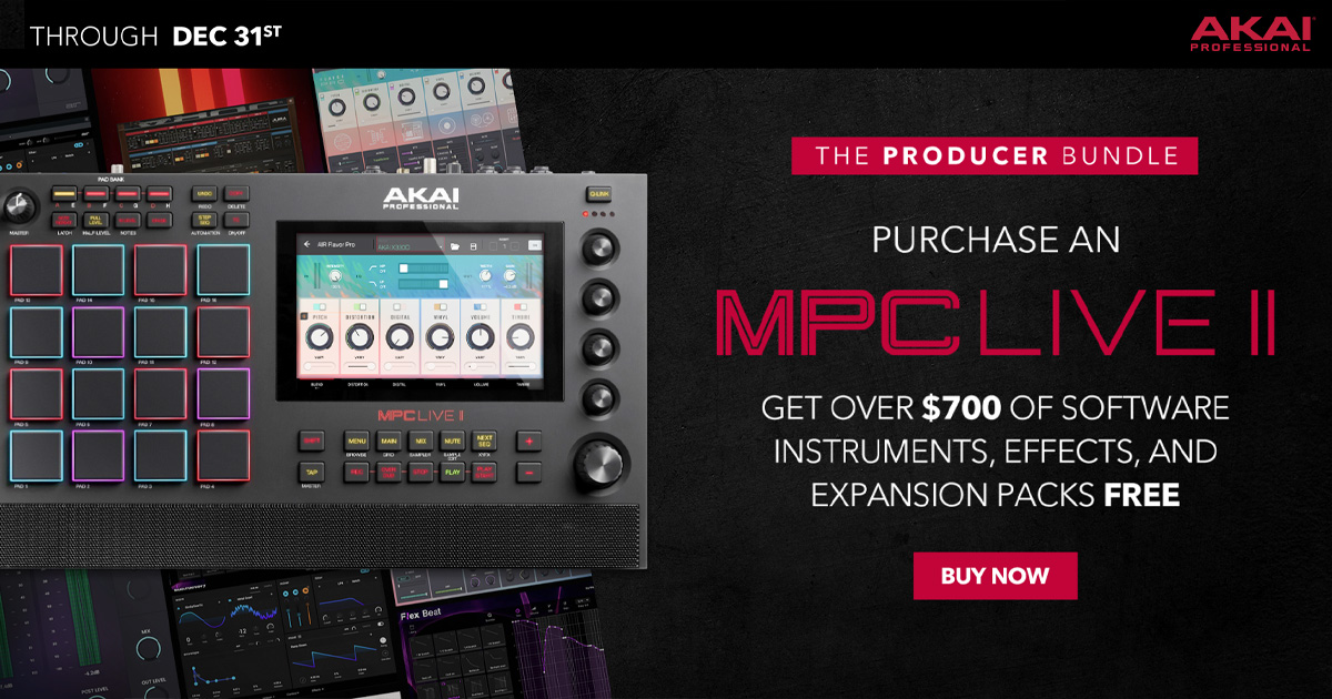 AKAI PRO MPC LIVE II Producer Standalone Bundle: 700 dollari di plug-in GRATIS dal 1° Novembre al 31 Dicembre 2024